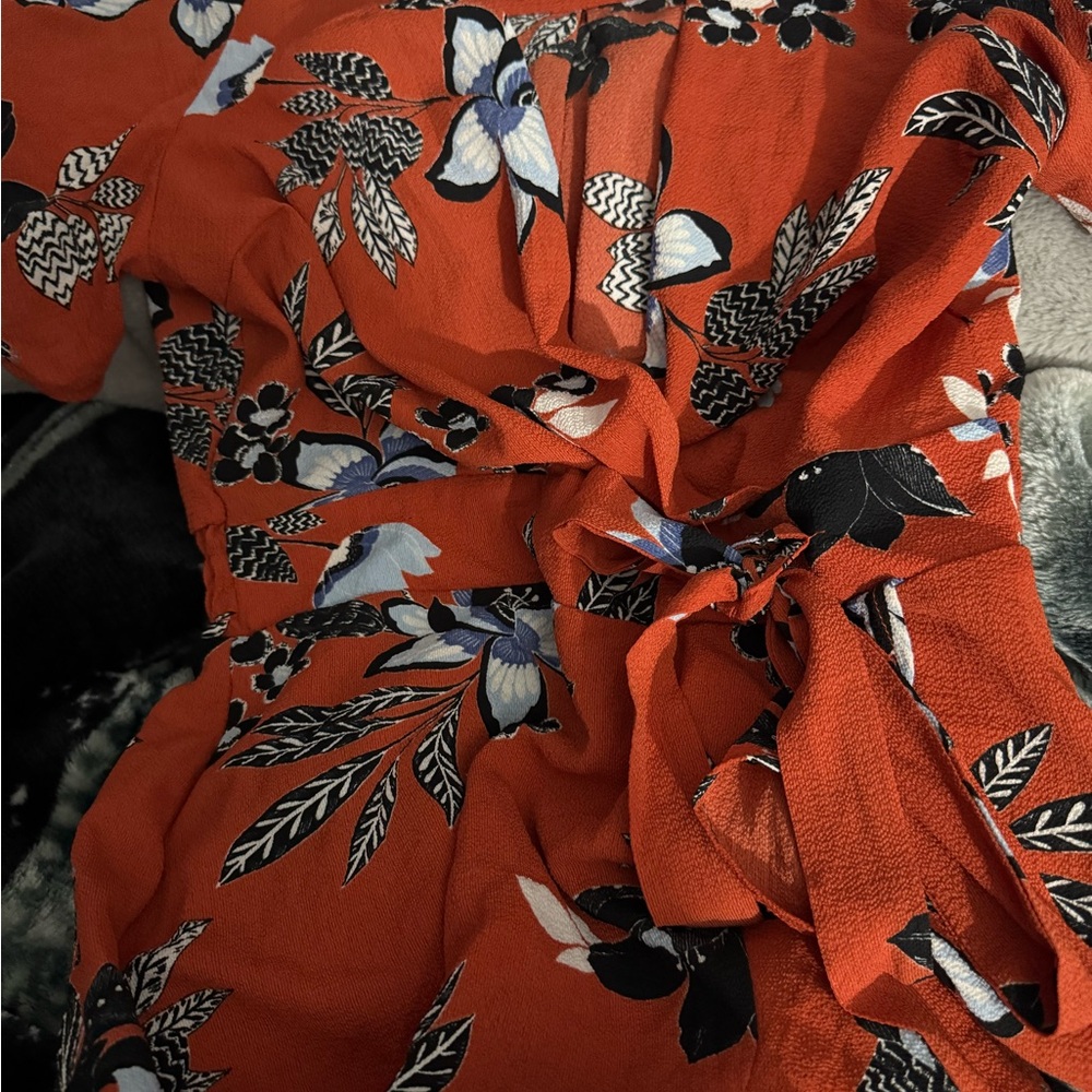 Floral Wrap Dress in Red and Black